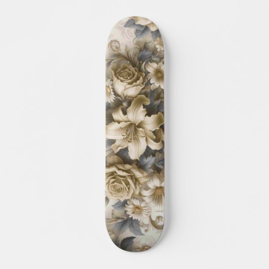Antiek Tinge Yellow Floral Perfection Persoonlijk Skateboard (Voorkant)