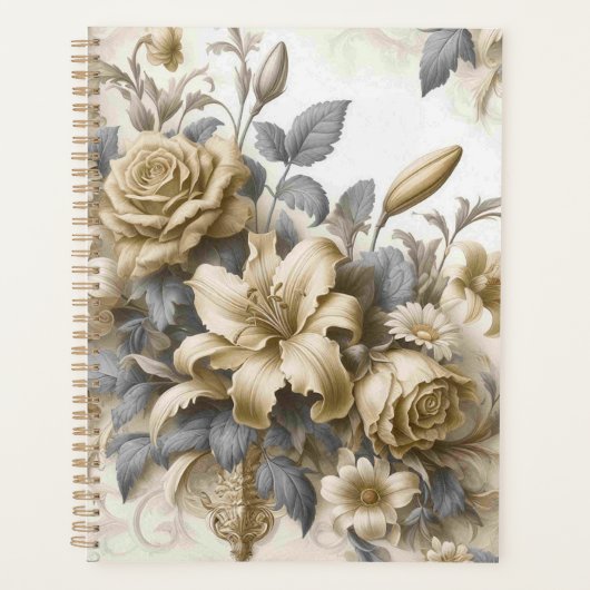 Antiek Tinge Yellow Floral Perfection Planner (Voorkant)