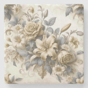 Antiek Tinge Yellow Floral Perfection Stenen Onderzetter