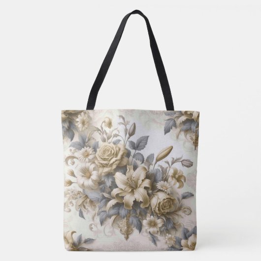 Antiek Tinge Yellow Floral Perfection Tote Bag (Voorkant)