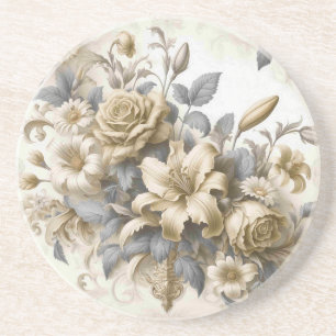 Antiek Tinge Yellow Floral Perfection Zandsteen Onderzetter