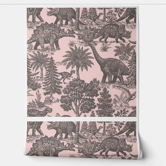 Antiek toilepatroon met dinosauriërs behang