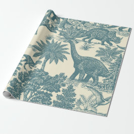 Antiek toilepatroon met dinosauriërs cadeaupapier