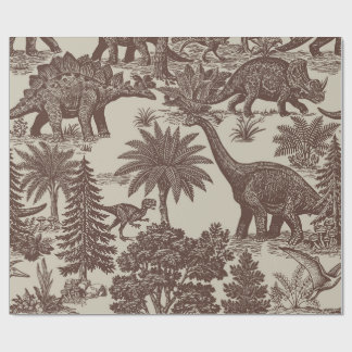 Antiek toilepatroon met dinosauriërs cadeaupapier