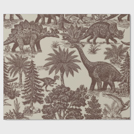 Antiek toilepatroon met dinosauriërs cadeaupapier