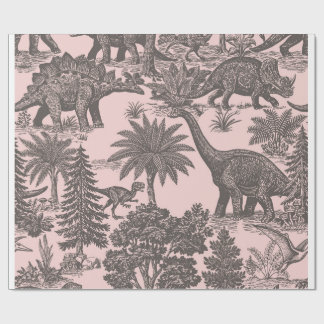 Antiek toilepatroon met dinosauriërs cadeaupapier