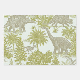 Antiek toilepatroon met dinosauriërs inpakpapier vel