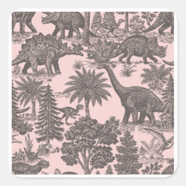 Antiek toilepatroon met dinosauriërs vierkante sticker