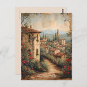 Antiek Toscane Romantisch Olieverfschilderij Reisk Briefkaart (Voorkant / Achterkant)