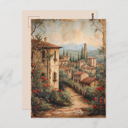 Antiek Toscane Romantisch Olieverfschilderij Reisk Briefkaart (Voorkant / Achterkant)