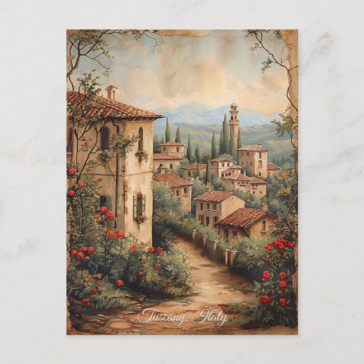 Antiek Toscane Romantisch Olieverfschilderij Reisk Briefkaart (Voorkant)