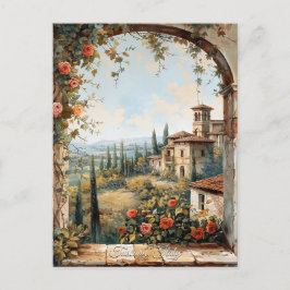 Antiek Toscane Romantisch Olieverfschilderij Reisk Briefkaart