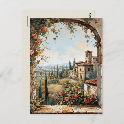 Antiek Toscane Romantisch Olieverfschilderij Reisk Briefkaart (Voorkant / Achterkant)