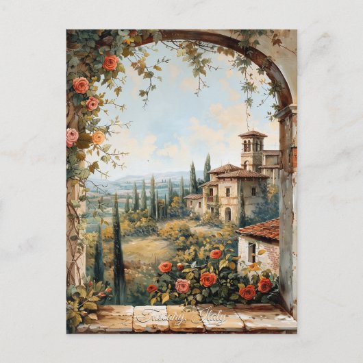 Antiek Toscane Romantisch Olieverfschilderij Reisk Briefkaart (Voorkant)