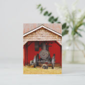 Antiek tracter met stoomaandrijving briefkaart (Staand voorkant)