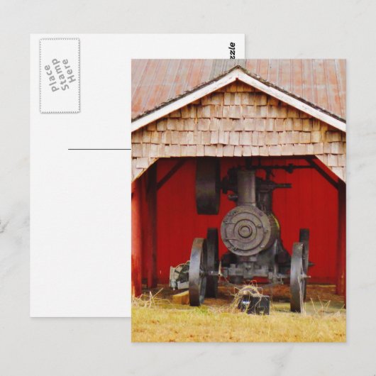 Antiek tracter met stoomaandrijving briefkaart (Voorkant / Achterkant)