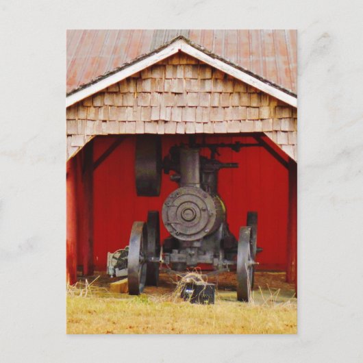 Antiek tracter met stoomaandrijving briefkaart (Voorkant)