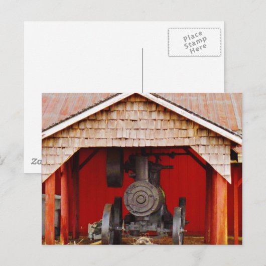 Antiek tracter met stoomaandrijving briefkaart (Voorkant / Achterkant)