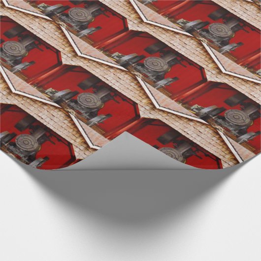 Antiek tracter met stoomaandrijving cadeaupapier (Hoek)