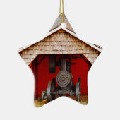 Antiek tracter met stoomaandrijving keramisch ornament (Rechts)