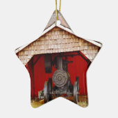 Antiek tracter met stoomaandrijving keramisch ornament (Links)