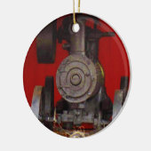 Antiek tracter met stoomaandrijving keramisch ornament (Links)