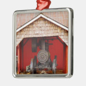 Antiek tracter met stoomaandrijving metalen ornament (Links)