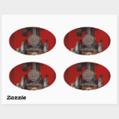 Antiek tracter met stoomaandrijving ovale sticker (Vel)