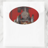 Antiek tracter met stoomaandrijving ovale sticker (Tas)