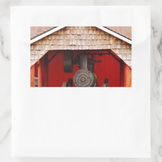 Antiek tracter met stoomaandrijving rechthoekige sticker (Tas)