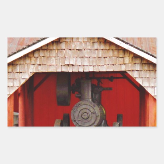 Antiek tracter met stoomaandrijving rechthoekige sticker (Voorkant)