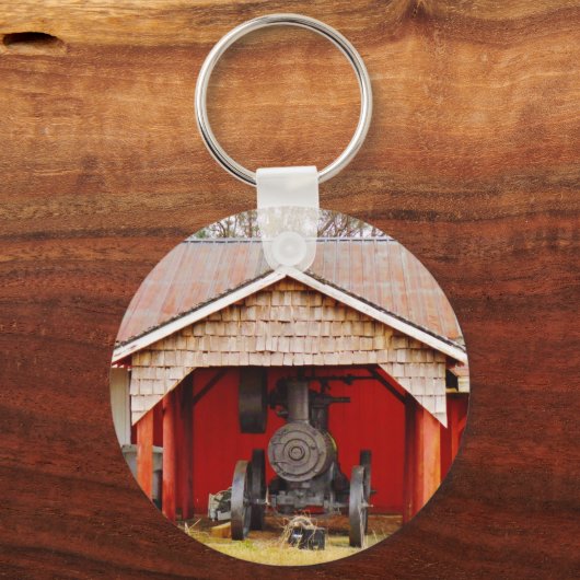 Antiek tracter met stoomaandrijving sleutelhanger (Voorkant)