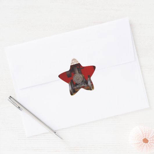 Antiek tracter met stoomaandrijving ster sticker (Envelop)