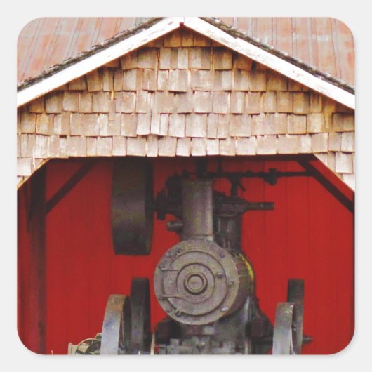 Antiek tracter met stoomaandrijving vierkante sticker (Voorkant)