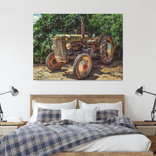 Antiek tractor canvas afdruk (Insitu (Slaapkamer))