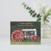 Antiek Tractor Denken aan U Briefkaart (Staand voorkant)