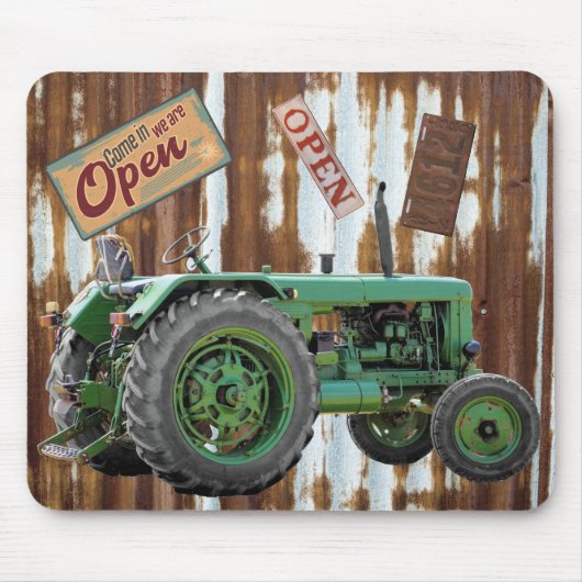 Antiek tractor gegolfde tin Muismat (Voorkant)