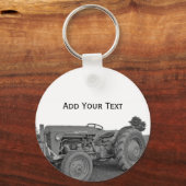 Antiek tractor in zwarte en witte Sleutelhanger (Voorkant)