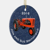 Antiek tractor "(Jouw naam)" & "20XX" Keramisch Ornament (Rechts)