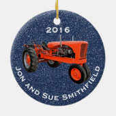 Antiek tractor "(Jouw naam)" & "20XX" Keramisch Ornament (Achterkant)