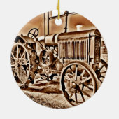 Antiek tractorapparatuur voor Boerderij Classic Se Keramisch Ornament (Achterkant)
