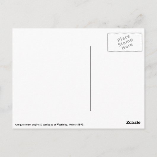 Antiek trein, station Ffestiniog Briefkaart (Achterkant)