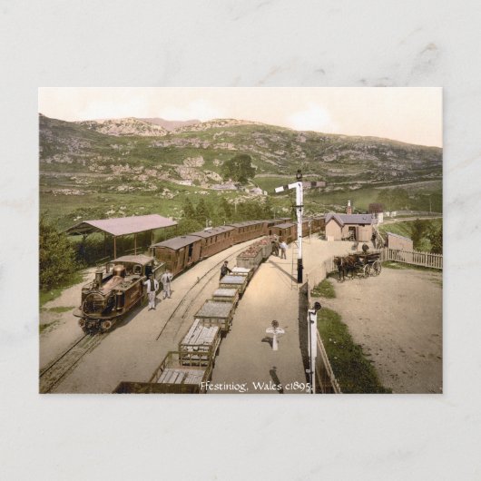Antiek trein, station Ffestiniog Briefkaart (Voorkant)