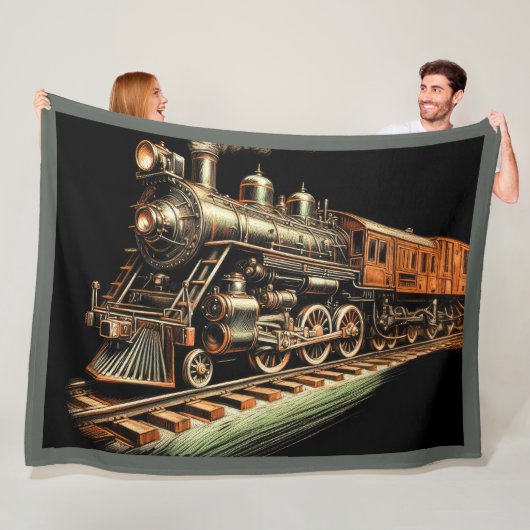 Antiek treinmotor railfan fleece deken (In situ)