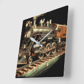 Antiek treinmotor railfan vierkante klok (Hoek)