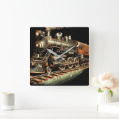 Antiek treinmotor railfan vierkante klok (Huis)