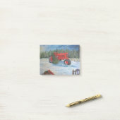 Antiek trekker bij een Boerderij met kerstbomen Post-it® Notes (Op bureau)