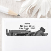 Antiek trekker in zwart-wit retouradres etiket (Insitu)