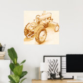 Antiek trekker - waterverf poster (Thuiskantoor)