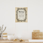 Antiek Trellis Border Lijst Wedding Certificate Poster (Keuken)